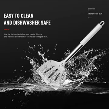 Large Silicone Cooking Utensils Set with Stainless Steel Handles