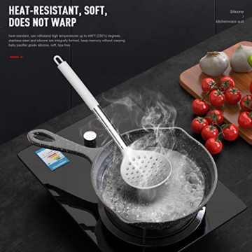 Large Silicone Cooking Utensils Set with Stainless Steel Handles