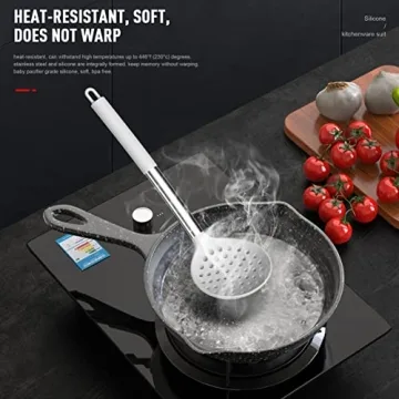 Large Silicone Cooking Utensils Set with Stainless Steel Handles