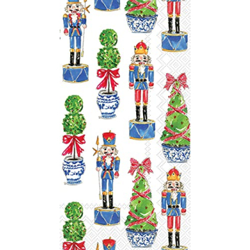 IHR Ideal Home Range Dinner Napkins - 16-Count Nutcracker & Topiary Design