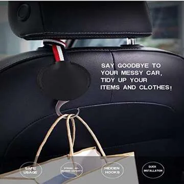 4 Pack Magic Headrest Hooks for Car, Car Seat Headrest Hooks Hangers Purse Hanger Headrest Hook Holder for Car Seat Organizer Behind Over The Seat Car Hooks-Hang Purse or Grocery Bags,