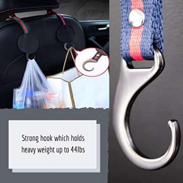 4 Pack Magic Headrest Hooks for Car, Car Seat Headrest Hooks Hangers Purse Hanger Headrest Hook Holder for Car Seat Organizer Behind Over The Seat Car Hooks-Hang Purse or Grocery Bags,