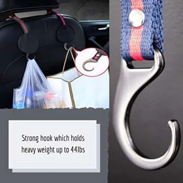 4 Pack Magic Headrest Hooks for Car, Car Seat Headrest Hooks Hangers Purse Hanger Headrest Hook Holder for Car Seat Organizer Behind Over The Seat Car Hooks-Hang Purse or Grocery Bags,