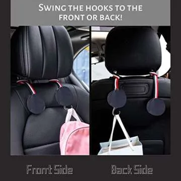 4 Pack Magic Headrest Hooks for Car, Car Seat Headrest Hooks Hangers Purse Hanger Headrest Hook Holder for Car Seat Organizer Behind Over The Seat Car Hooks-Hang Purse or Grocery Bags,