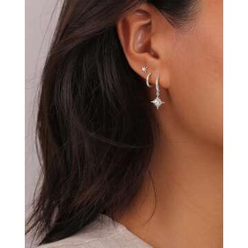 SUFOPE 14K Silver Plated Earrings Set for Women