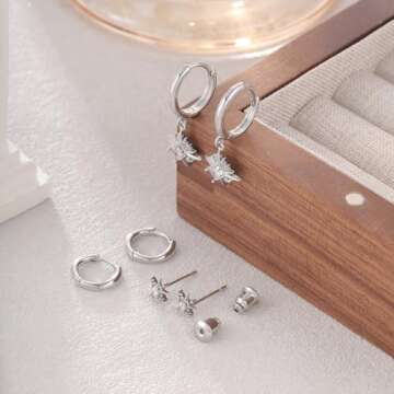 SUFOPE 14K Silver Plated Earrings Set for Women