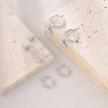 SUFOPE 14K Silver Plated Earrings Set for Women