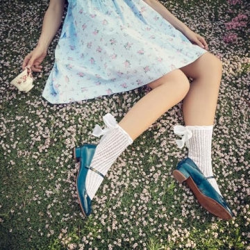 Kawaii White Ruffle Sheer Socks with Bows for Women