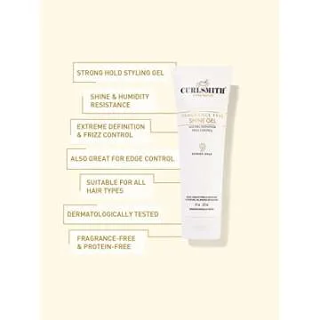 CURLSMITH - Shine Gel, Strong Hold Styling Hair Gel, Frizz Protection, Sensitive, Fragrance Free, for All Curl Types, Vegan (8 fl oz)
