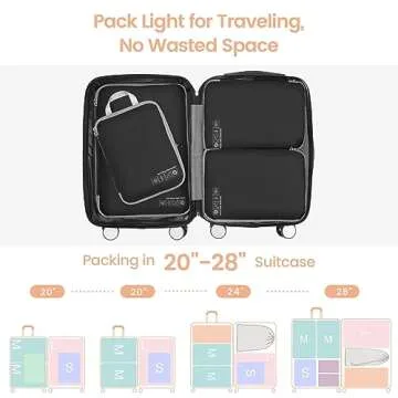 Cambond Compression Packing Cubes for Travel, 4 Pack Travel Bags Luggage Organizers Travel Essentials Compression Cubes for Travel Carry on Suitcases, Black