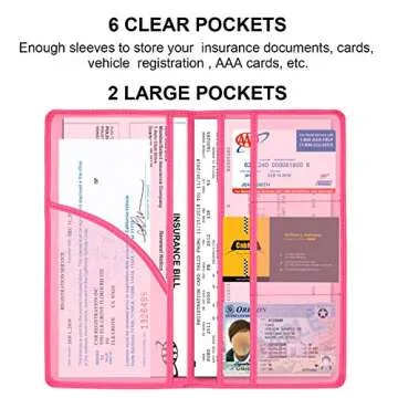 Cacturism Car Registration and Insurance Holder, Car Accessories Vehicle Glove Box Car Organizer Women Car Accessories with Magnetic Shut for Cards, Essential Document, Driver License, Hot Pink