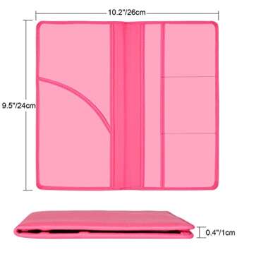 Cacturism Car Registration and Insurance Holder, Car Accessories Vehicle Glove Box Car Organizer Women Car Accessories with Magnetic Shut for Cards, Essential Document, Driver License, Hot Pink