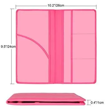 Cacturism Car Registration and Insurance Holder, Car Accessories Vehicle Glove Box Car Organizer Women Car Accessories with Magnetic Shut for Cards, Essential Document, Driver License, Hot Pink
