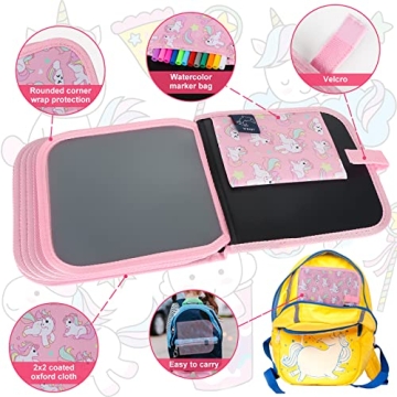 Qrytoi Erasable Kids Doodle Book with 12 Pens - Travel Fun