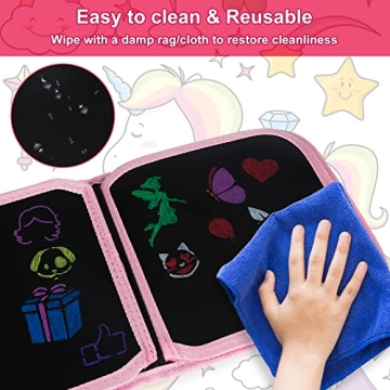 Qrytoi Erasable Kids Doodle Book with 12 Pens - Travel Fun