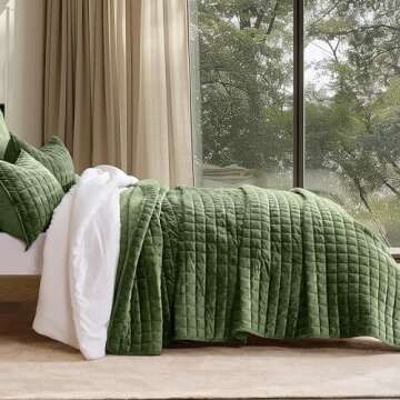 RECYCO Luxury Velvet Quilt King Size, Ultra Soft Velvet Bedding Sets, Lightweight Quilted Velvet Com...