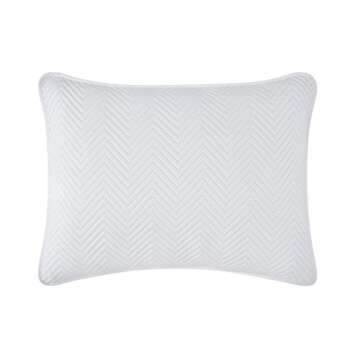 Vessia 3-Piece Quilt Bedding Set Full/Queen Size(90x96 inch) - Chervon Pattern Decorative Brushed Bedspreads - Lightweight Microfiber Bed Cover Coverlet(White, Includes 1 Quilt, 2 Shams)