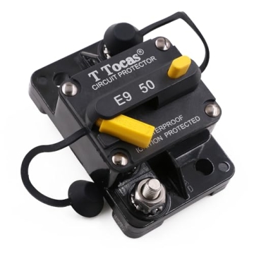 T Tocas 50A Circuit Breaker - Waterproof Manual Reset for Boat, RV, and Solar Systems