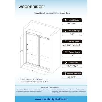 WOODBRIDGE Sliding Shower Door - Elegant Brushed Gold