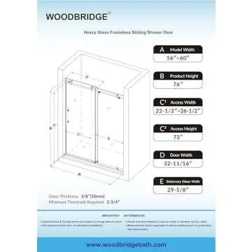 WOODBRIDGE Sliding Shower Door - Elegant Brushed Gold