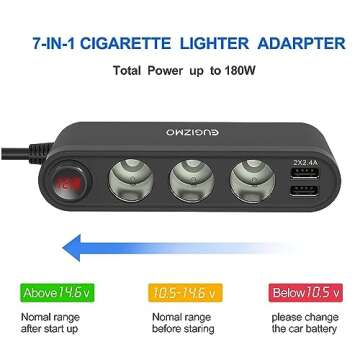 EUGIZMO 200W USB Car Cigarette Lighter Adapter Charger