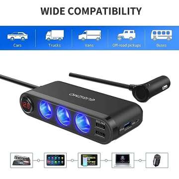 EUGIZMO 200W USB Car Cigarette Lighter Adapter Charger