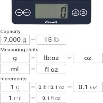 Escali Arti Glass Food Scale - Digital Kitchen Scale in Blue Mirage
