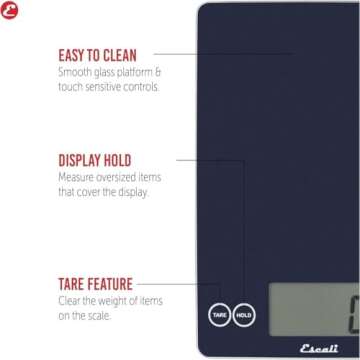 Escali Arti Glass Food Scale - Digital Kitchen Scale in Blue Mirage