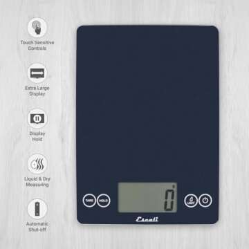 Escali Arti Glass Food Scale - Digital Kitchen Scale in Blue Mirage