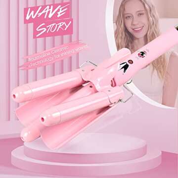 Adjustable 3 Barrel Curling Iron Wand for Effortless Curls
