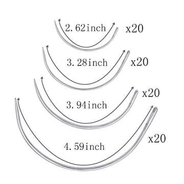 80Pcs Curved Needles BUTUZE Plastic Needle Case with 4 Sizes Hooked Needle for Stitching,Sewing,Embr...