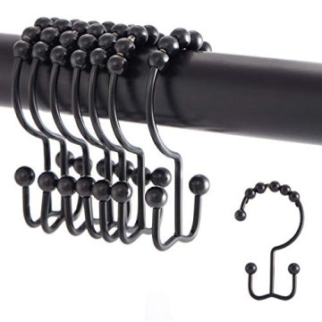 Shower Curtain Hooks Rings, Rust-Resistant Stainless Steel Double Glide Shower Hooks for Bathroom Sh...