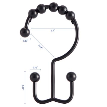 Rust-Resistant Stainless Steel Shower Curtain Hooks Set of 12