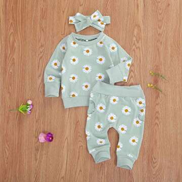 Newborn Infant Baby Girl Clothes Set Long Sleeve Sweatshirts Tops Pants Outfits Clothing Gifts 3 6 9 12 18 24 Months (Green, 0-6 Months)