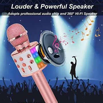 Bluetooth Karaoke Microphone Wireless: Karaoke Mic with Led Lights for Adults Kids Singing - Perfect Toys for Girls Birthday Gifts