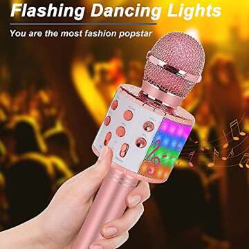 Bluetooth Karaoke Microphone Wireless: Karaoke Mic with Led Lights for Adults Kids Singing - Perfect Toys for Girls Birthday Gifts