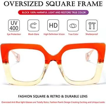 AIEYEZO Oversized Blue Light Glasses for Women - Stylish Protection