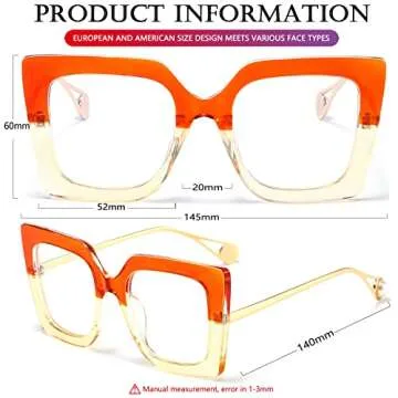 AIEYEZO Oversized Blue Light Glasses for Women - Stylish Protection