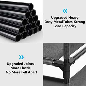 Tribesigns Upgraded 10 Tiers Shoe Rack, Large Capacity Shoe Shelf, Tall Shoe Organizer for 50 Pairs, Space Saving Shoe Storage (Black, 10 Tier-With Cover)