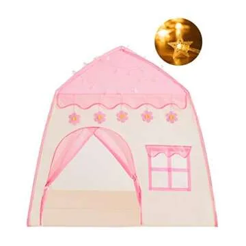Rettebovon Princess Tent for Girls Girls Play Tent with Star Lights Kids Tents and Playhouses Kids Playhouse Girls Toys Indoor and Outdoor Princess Castle Play Tent for Kids Girls Gift