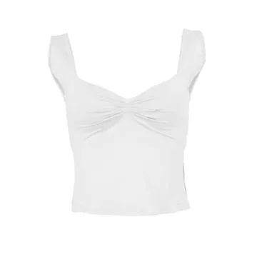 Women’s Crop Tank Tops Sexy Sleeveless Sweetheart Neck Strappy Skinny Slits Pleasted Bustier Y2K Outfit Crop Vest Cami Tops (as1, Alpha, s, Regular, Regular, White)
