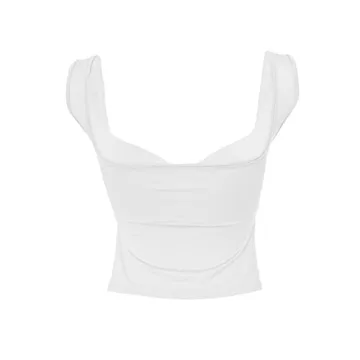 Women’s Crop Tank Tops Sexy Sleeveless Sweetheart Neck Strappy Skinny Slits Pleasted Bustier Y2K Outfit Crop Vest Cami Tops (as1, Alpha, s, Regular, Regular, White)