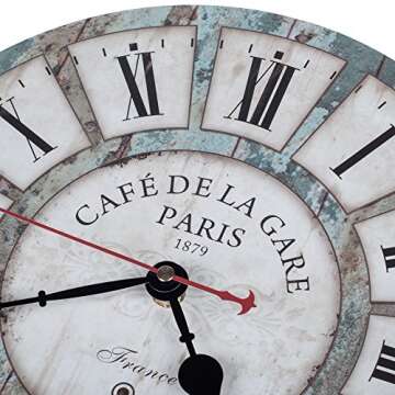 KI Store Silent Blue Wall Clocks Decorative for Living Room Bathroom Kitchen Decor 12-Inch Beach Coastal Round Clocks