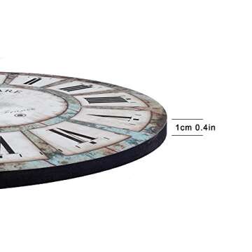 KI Store Silent Blue Wall Clocks Decorative for Living Room Bathroom Kitchen Decor 12-Inch Beach Coastal Round Clocks