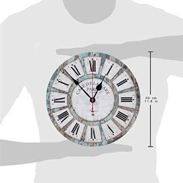 KI Store Silent Blue Wall Clocks Decorative for Living Room Bathroom Kitchen Decor 12-Inch Beach Coastal Round Clocks