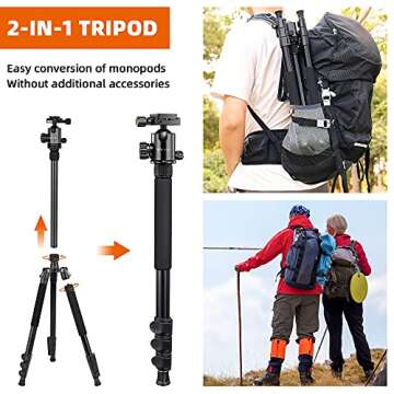 VICTIV 82" Lightweight Tripod for DSLR and Monopod