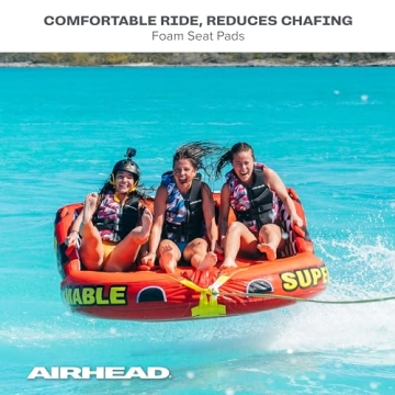 Airhead Super Mable Towable Tube | 1-3 Rider Towable Tube for Boating and Water Sports | Dual Tow Points | Full Nylon Cover | EVA Foam Pads | Patented Speed Valve | Boat Tubes and Towables