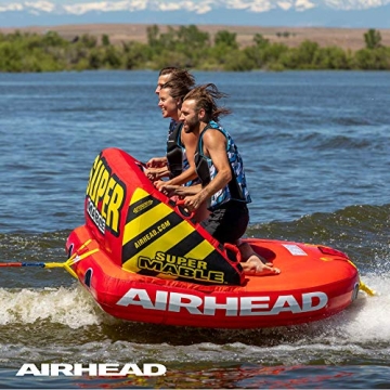 Airhead Super Mable Towable Tube | 1-3 Rider Towable Tube for Boating and Water Sports | Dual Tow Points | Full Nylon Cover | EVA Foam Pads | Patented Speed Valve | Boat Tubes and Towables