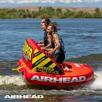 Airhead Super Mable Towable Tube | 1-3 Rider Towable Tube for Boating and Water Sports | Dual Tow Points | Full Nylon Cover | EVA Foam Pads | Patented Speed Valve | Boat Tubes and Towables