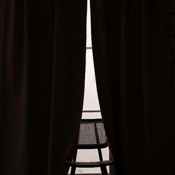 INLINAS 52 x 84 Inch Linen Bamboo Knots Texture Blackout Curtains - 100% Light Blocking, Noise Reducing Triple Layer Fabric Back Tab and Rod Pocket for Bedroom, Set of 2, Brown